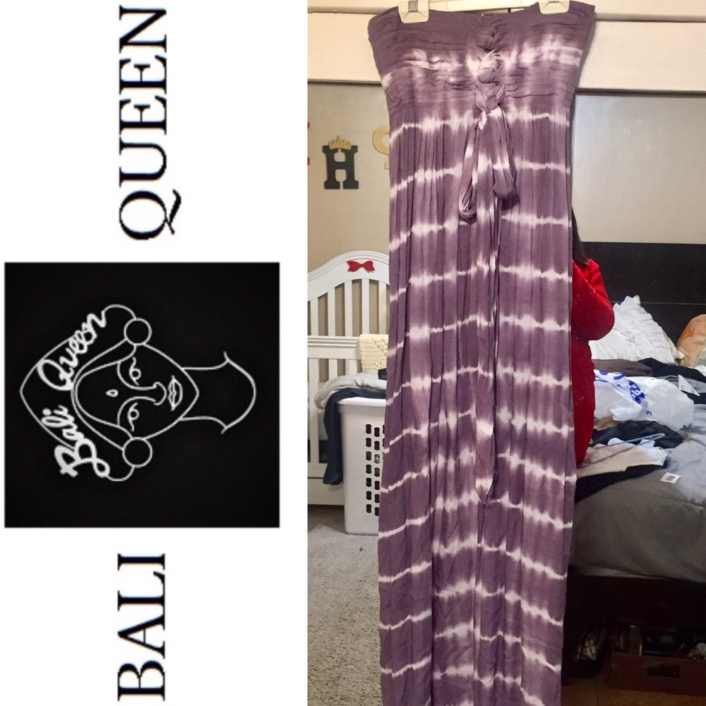 Bali Queen Tie Dye Lilac Strapless Maxi Dress